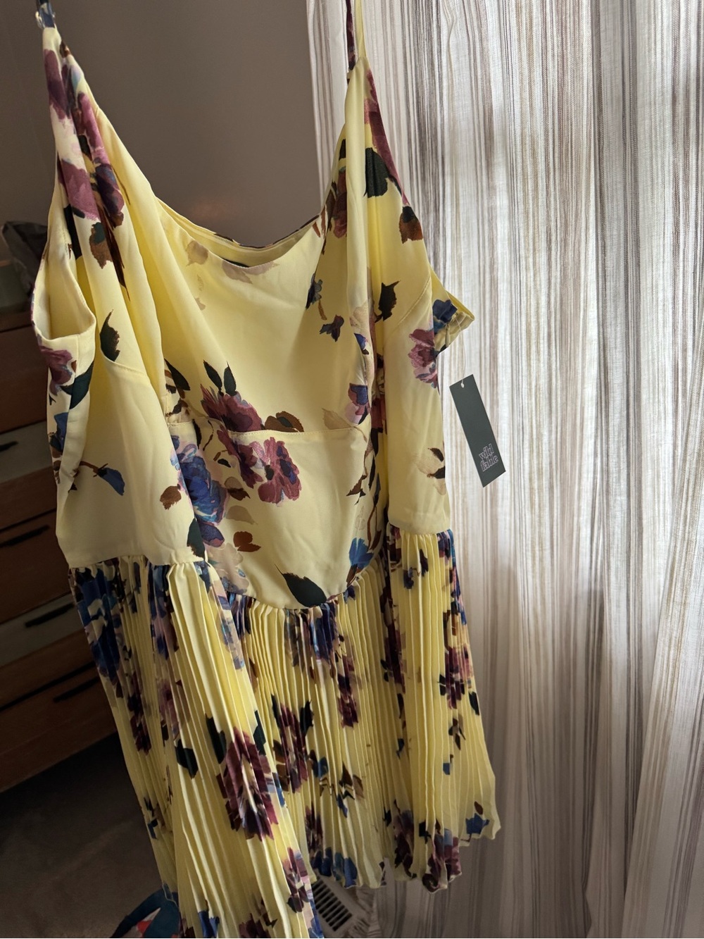 wild fable Yellow Floral Pleated Mini Dress